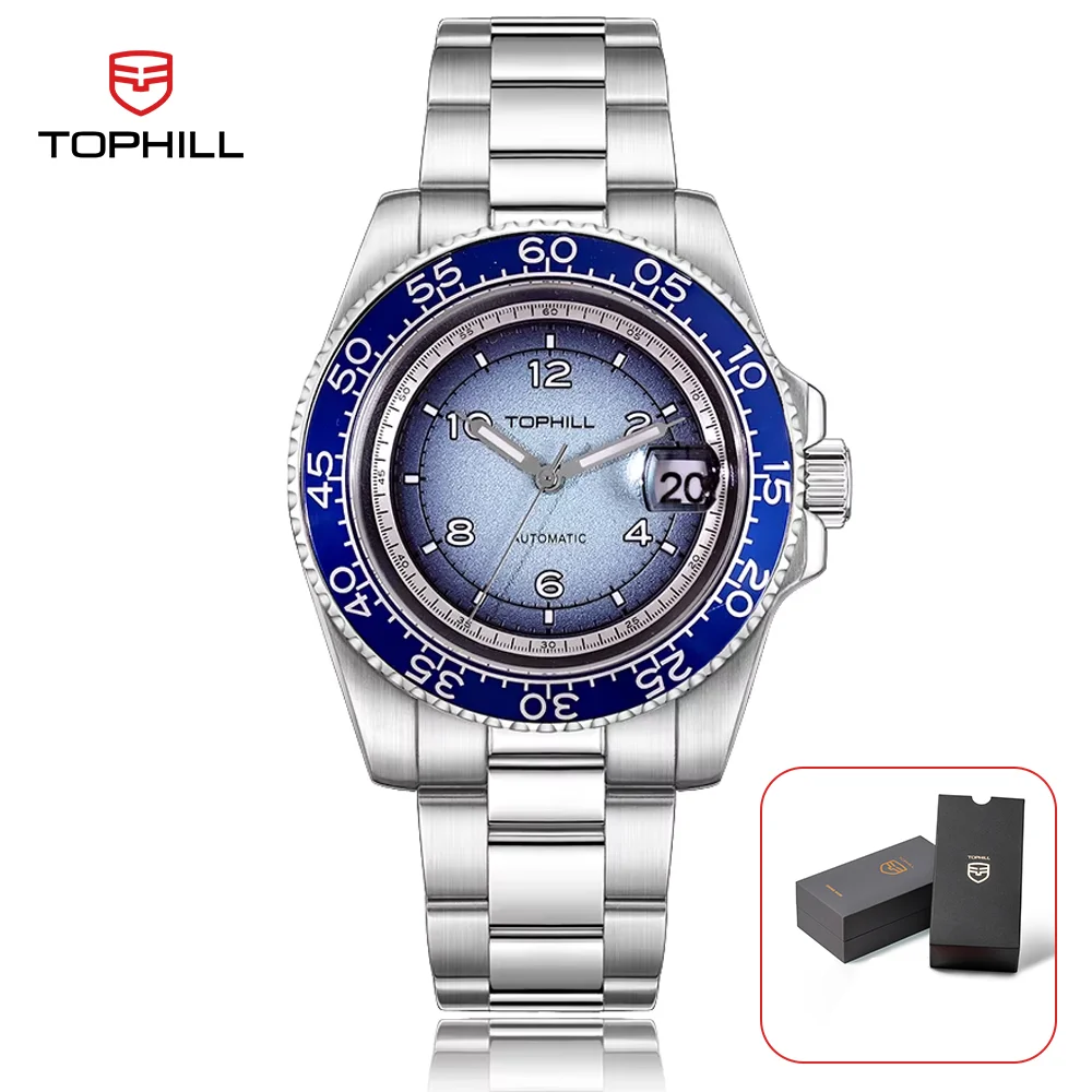 

TOPHILL 41 мм новые часы для мужчин, роскошные автоматические механические часы Miyota 2813, механизм 3ATM, светящиеся мужские наручные часы с календарем