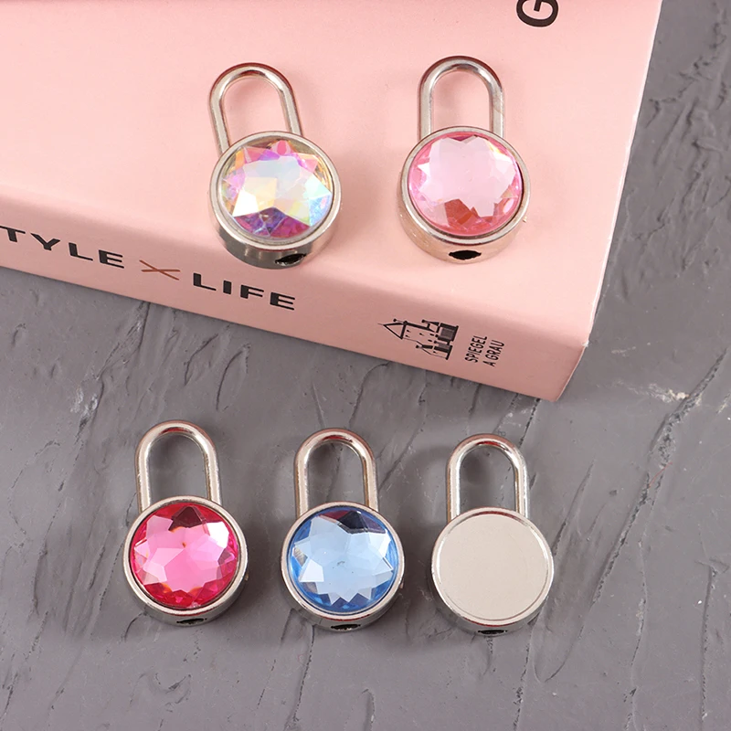 1Set Mini Round Shape Padlock Color Diamond Hardware Locks With Key Lock For Travel Wedding Jewelry Box Diary Book Suitcase