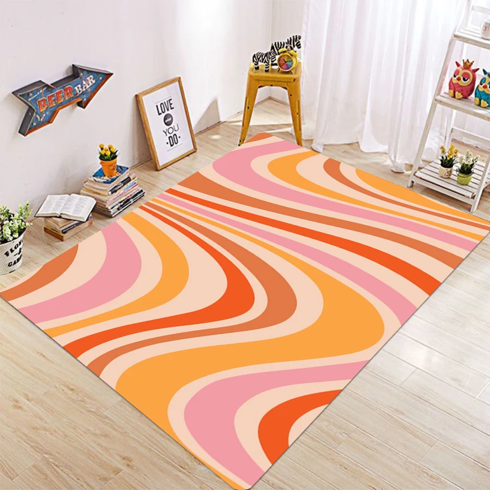 Welliger Wirbel-Schlaufen-Teppich, nahtloser Stil, Outdoor-Teppich, Spielmatte, Bodenmatte, moderner Teppich, rutschfest, Heimdekoration, Wohnzimmer, Schlafzimmer, Kinderzimmer