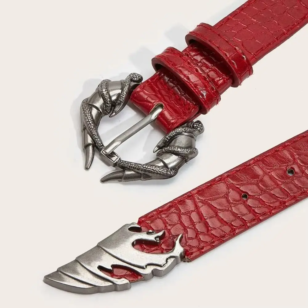 Cool PU Leather Double Snake Belt Gothic Irregular Y2K Rivet Belt Spicy Girl Metal Women Belt Male