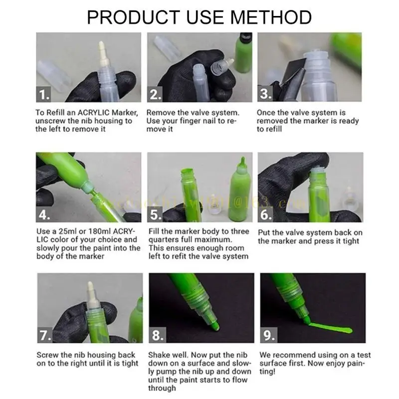 62Ka 2 PCs 8mm Cabeça inclinada Marcadores pintura vazios Os suprimentos arte marcador acrílica caneta para