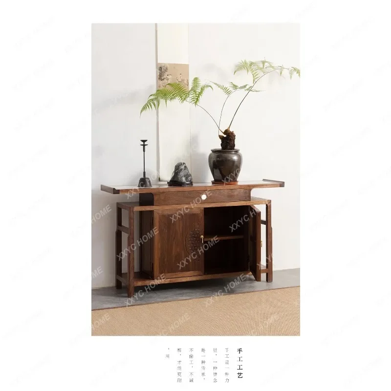 LNew Chinese-style entrance foyer Buddhist platform walnut Zen decorative cabinet