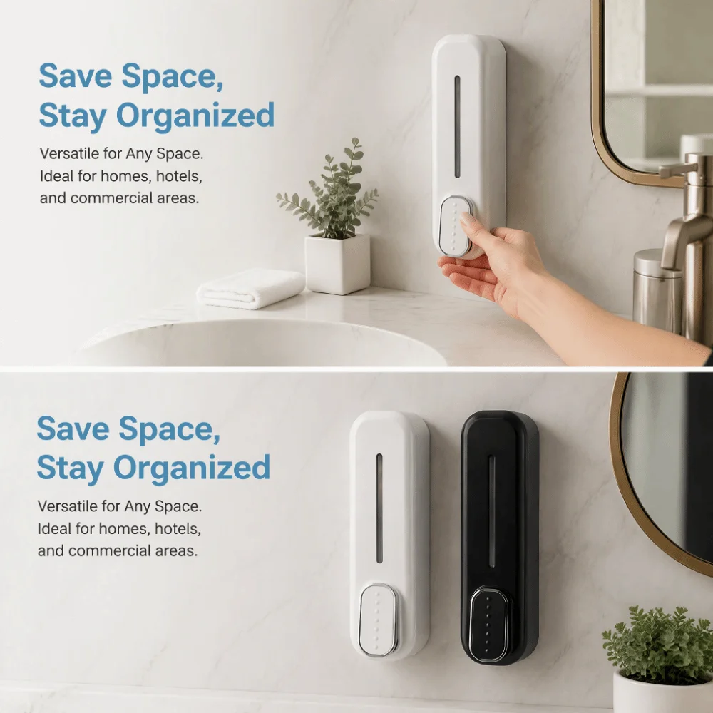 350ml Capacity Soap Dispenser ABS Transparent Window Manual Soap Dispenser Push Button Pump Multi-Purpose Use