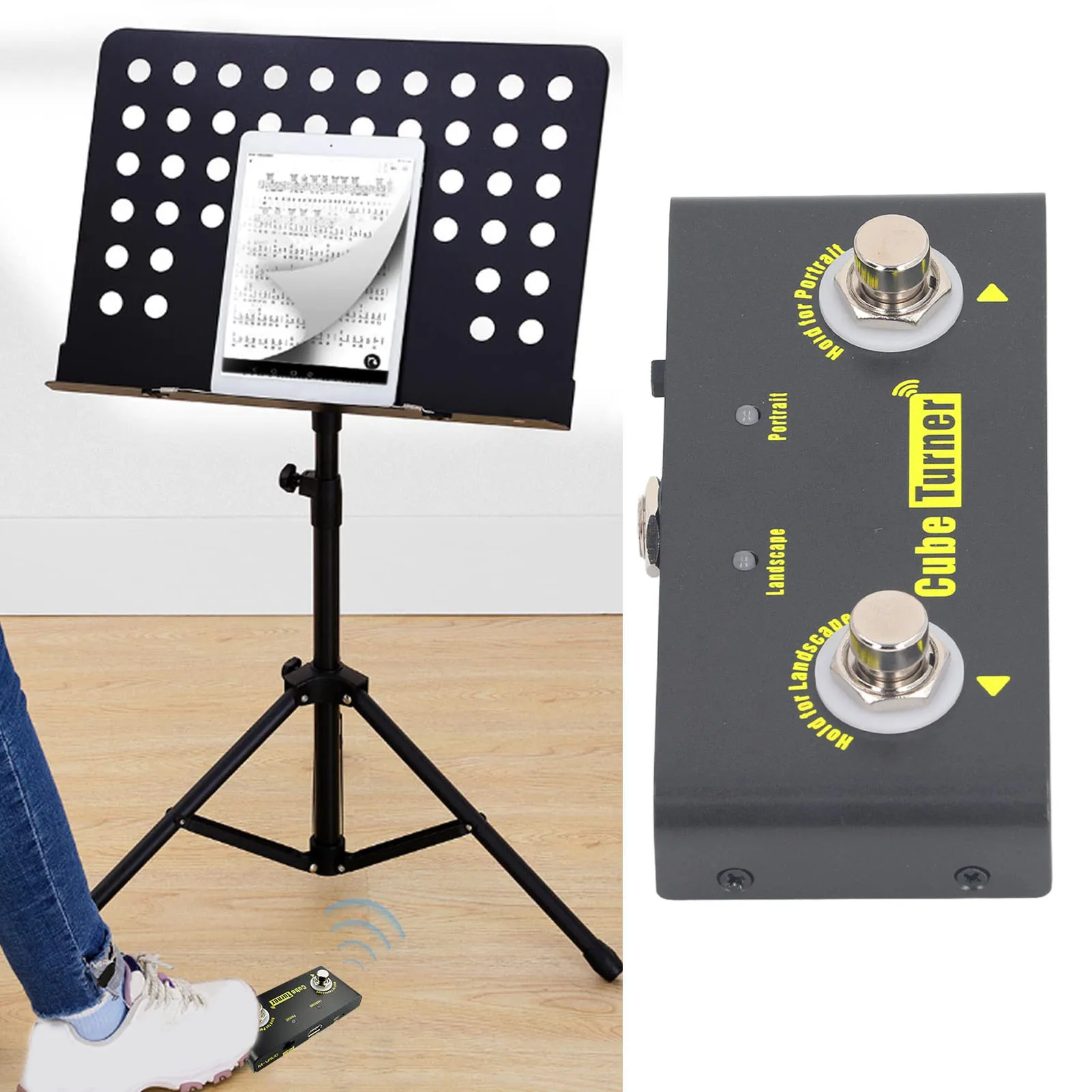 

Music Sheet Turner Wireless Page Turner Pedal 10m Range Rechargeable Tablet Music Sheet Page Turner for Performance