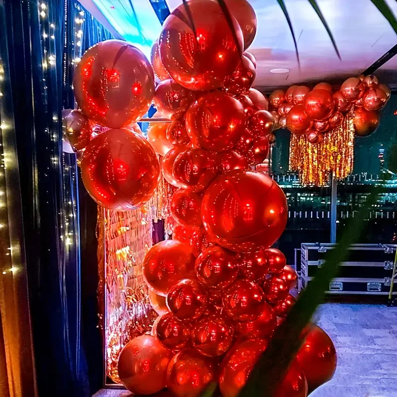 10~32 Zoll rote 4D-Hochzeitsballons, großer 4D-Rot-Silberfolienballon, DIY-Dekor, Geburtstag, Babyparty, Brautparty, Foto-Requisite, Dekor – Detail 5