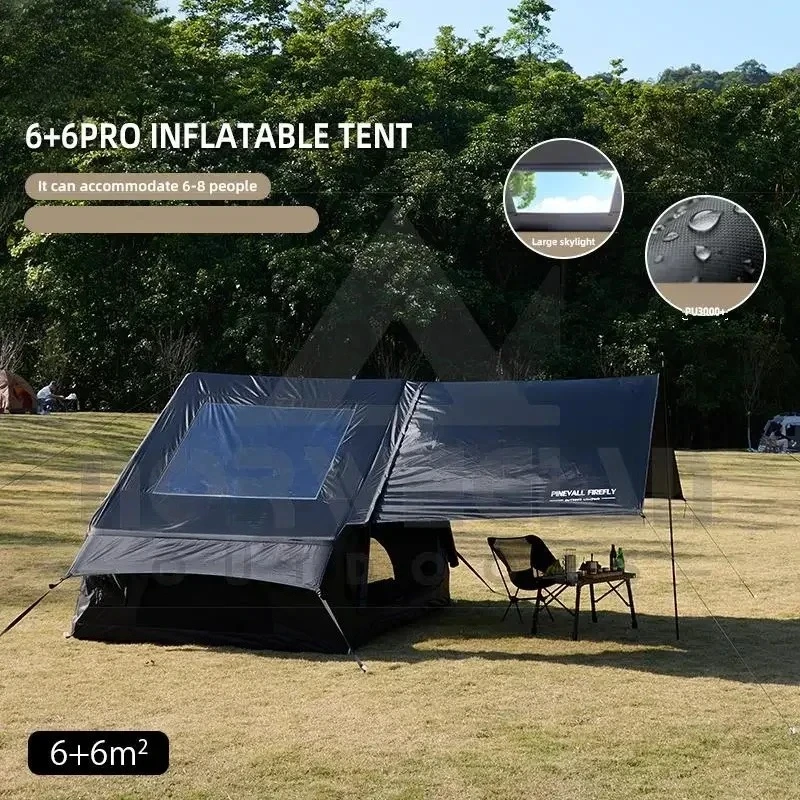 3-6 Person Inflatable Family Camping Tent, Weatherproof King Size Tent with Skylight, Outdoor Portable Shelter