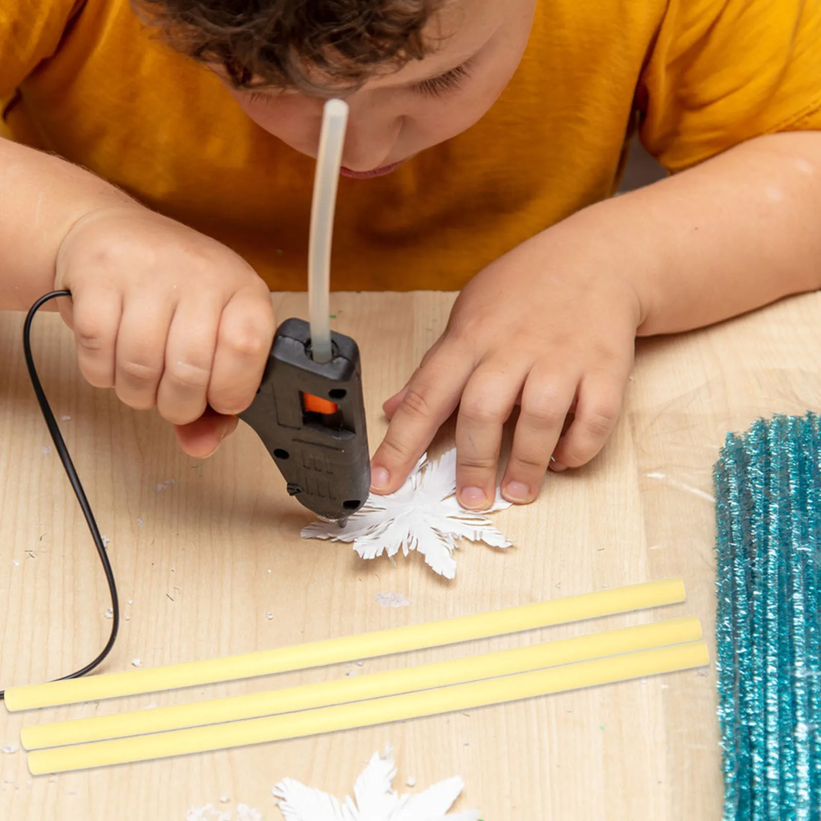 

15Pcs Hot Glue Sticks Yellow Transparent Eva Multipurpose Adhesive for DIY Handicrafts Plastic Wood Paper Fabric