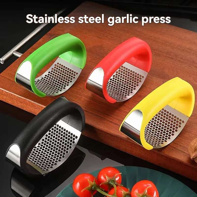 Stainless Steel Circular Garlic Press Squeezer Manual Garlic Mash Grinder Garlic Cutting Mince Tools Household Kitchen Gadgets