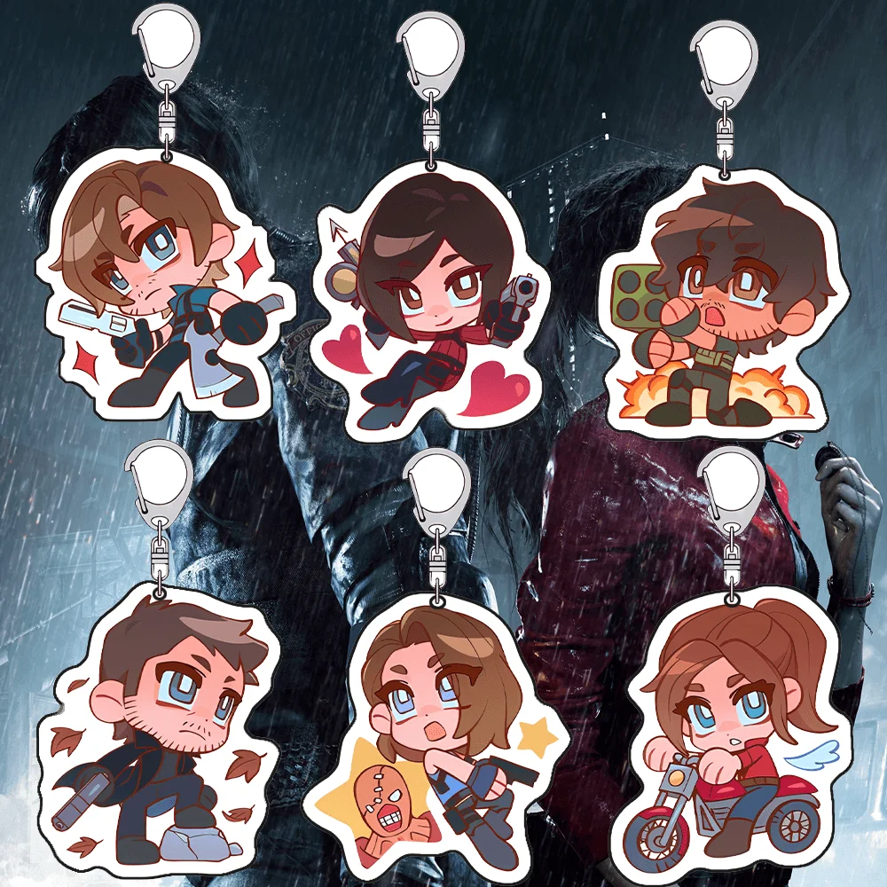 Llavero Acrílico de 6cm de Resident Evil Claire Redfield, Colgante con Personaje Lindo, Accesorio de Moda para Fans del Videojuego, Regalo
