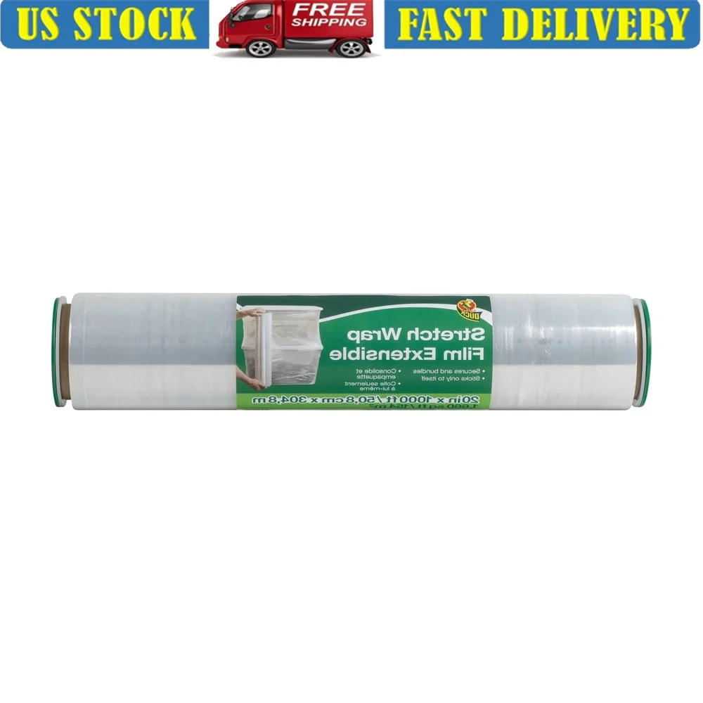 

Clear Plastic Stretch Wrap 20in x 1000ft Self Adhesive Packing Film Moving Furniture Protection Dustproof Sealing Easy