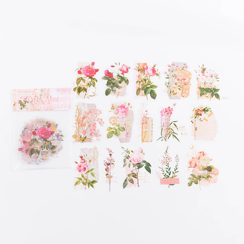30 Sheets Gold Foil Plant Collage Stickers, Delicate gold foil flower and leaf patterns, light luxury decorative materials