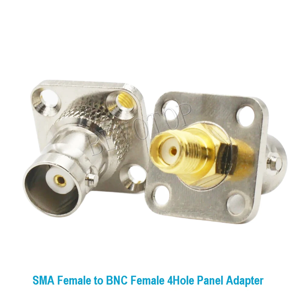 1PCS/lot SMA Female to BNC Female Straight 4Hole Panle Adapter RF Connectors High Quality SMA to BNC Adapter BEVOTOP