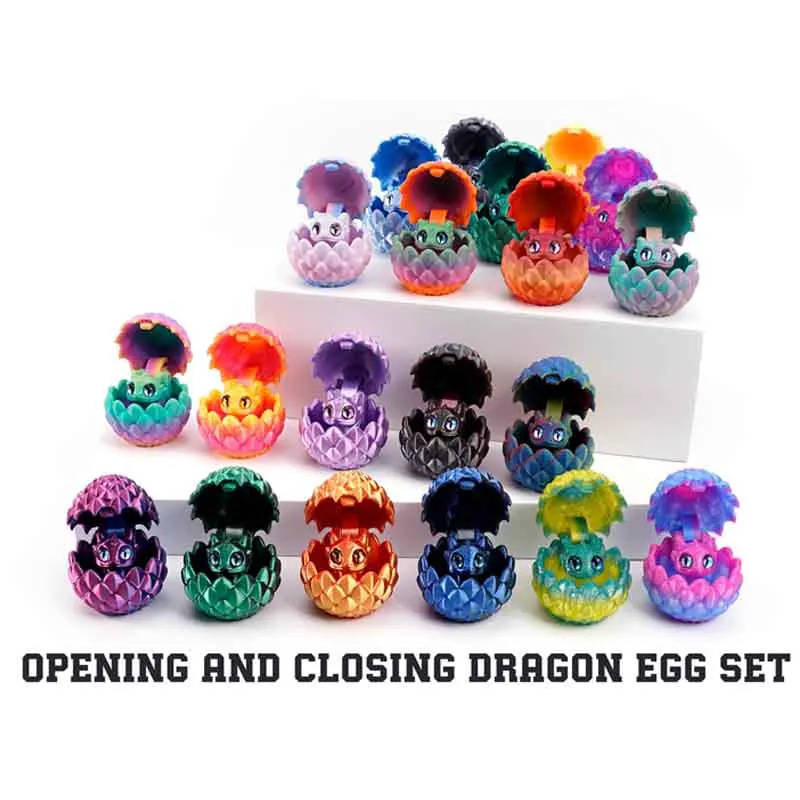 

3DPrinted Dragon Egg with Dragon Anti-stress Mini 3d Printed Animals Model Movable Ornament Christmas Kid Toy Companionship Gift