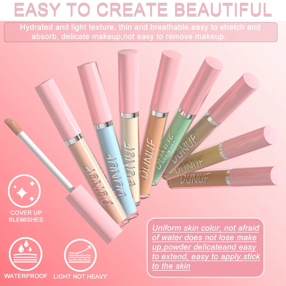 รองพื้นชนิดน้ําคอนซีลเลอร์ 8 สีเพื่อขจัดรอยคล้ํา คอนซีลเลอร์รอบดวงตาพร้อมเอฟเฟกต์กันน้ําติดทนนาน