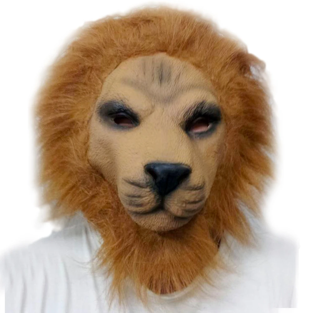 Halloween Lion Animal Head Latex Mask Role Play Costume Christmas Halloween Club Festival Party Props Decoration