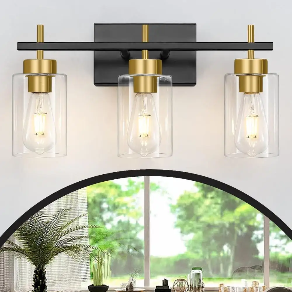 Modern Bathroom Vanity Light Dimmable 3 Light Wall Sconce Brushed Gold Indoor Lighting Fixture E26 Compatible Easy Installation