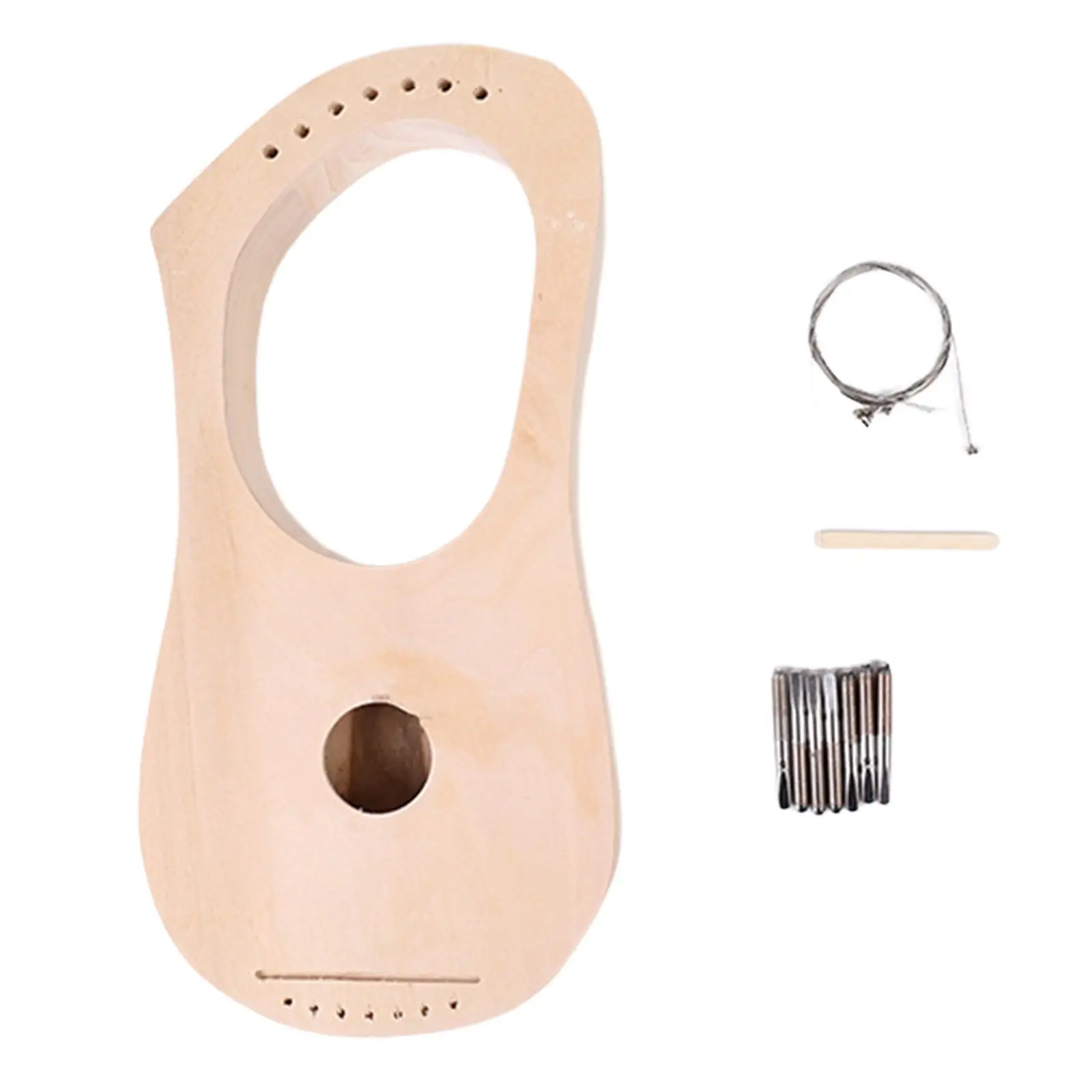 Lyres Wood String Instrument Ancient Style Instrument Accessories DIY Easy 7 Metal Strings Lyre for for Kids and Adults