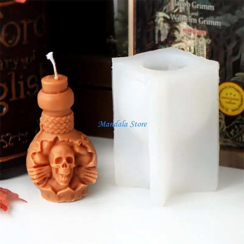 

U2JC Skeleton Head Silicone Molds for Making Soap Table Ornaments Gypsum Decorations, Halloween Decoration