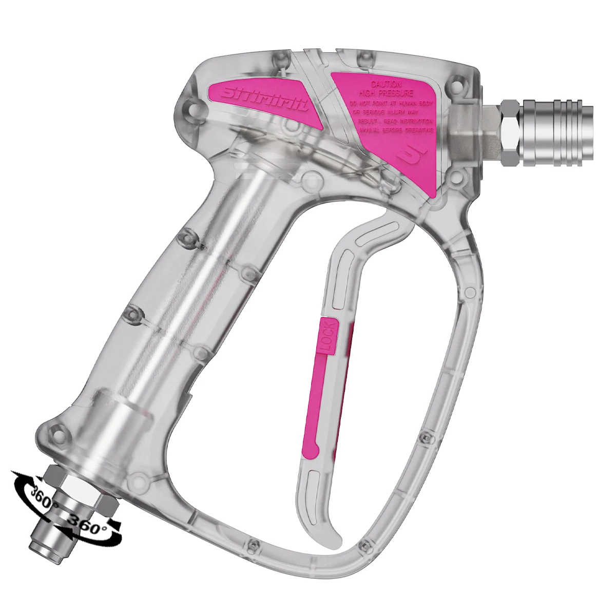 High Pressure Short Washer Gun Replacement. Nickel Plated Brass Valves, Built-in Rotation Mechanism, Max 4080 PSI