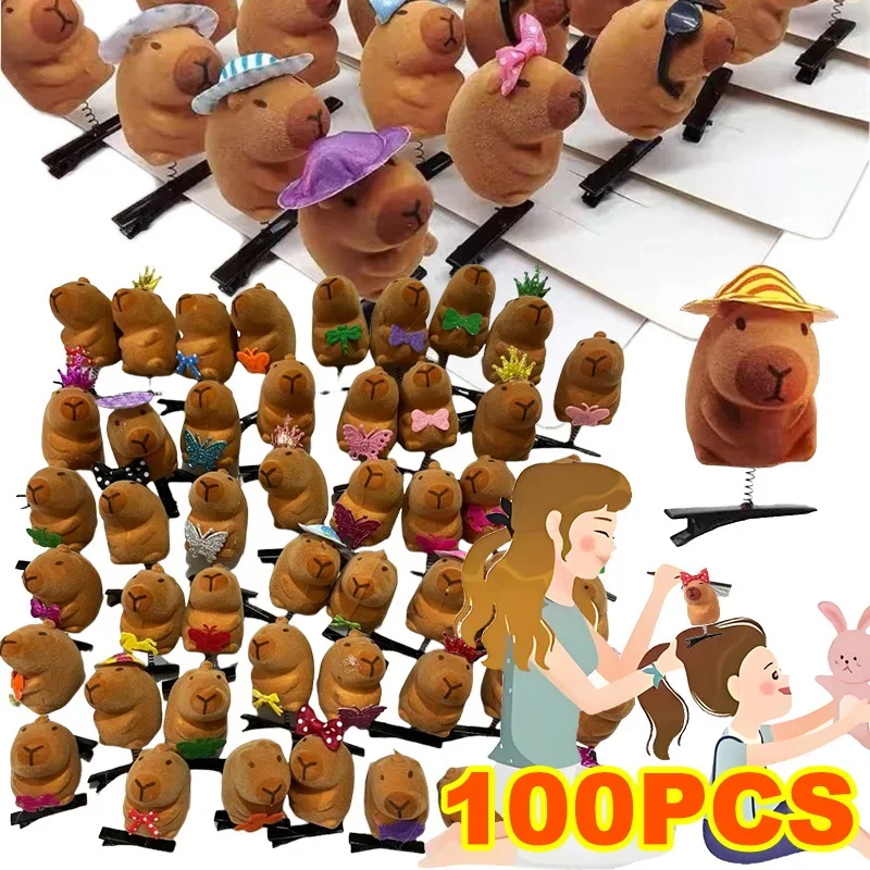 

10-100 шт., кавайный галстук-бабочка, маленькая 3D капибара, шпилька для волос, пружинный зажим, зажим в виде утконоса, зажимы для челки, боковые зажимы, головные уборы, аксессуары для волос