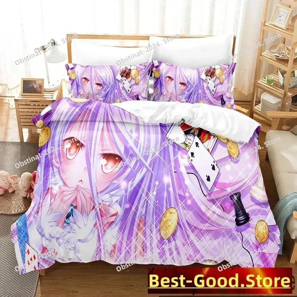 3D No Game No Life Anime Printed Bed Set Duvet Cover Pillowcase Bedding Set Bed Linen Sheet Quilt Cover Full Queen King Size