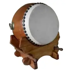 5-Inch Cow Leather Drum Chinese Traditional Percussion Instrument Alto Drum with Solid Wood Stands Home Decoration Ornament