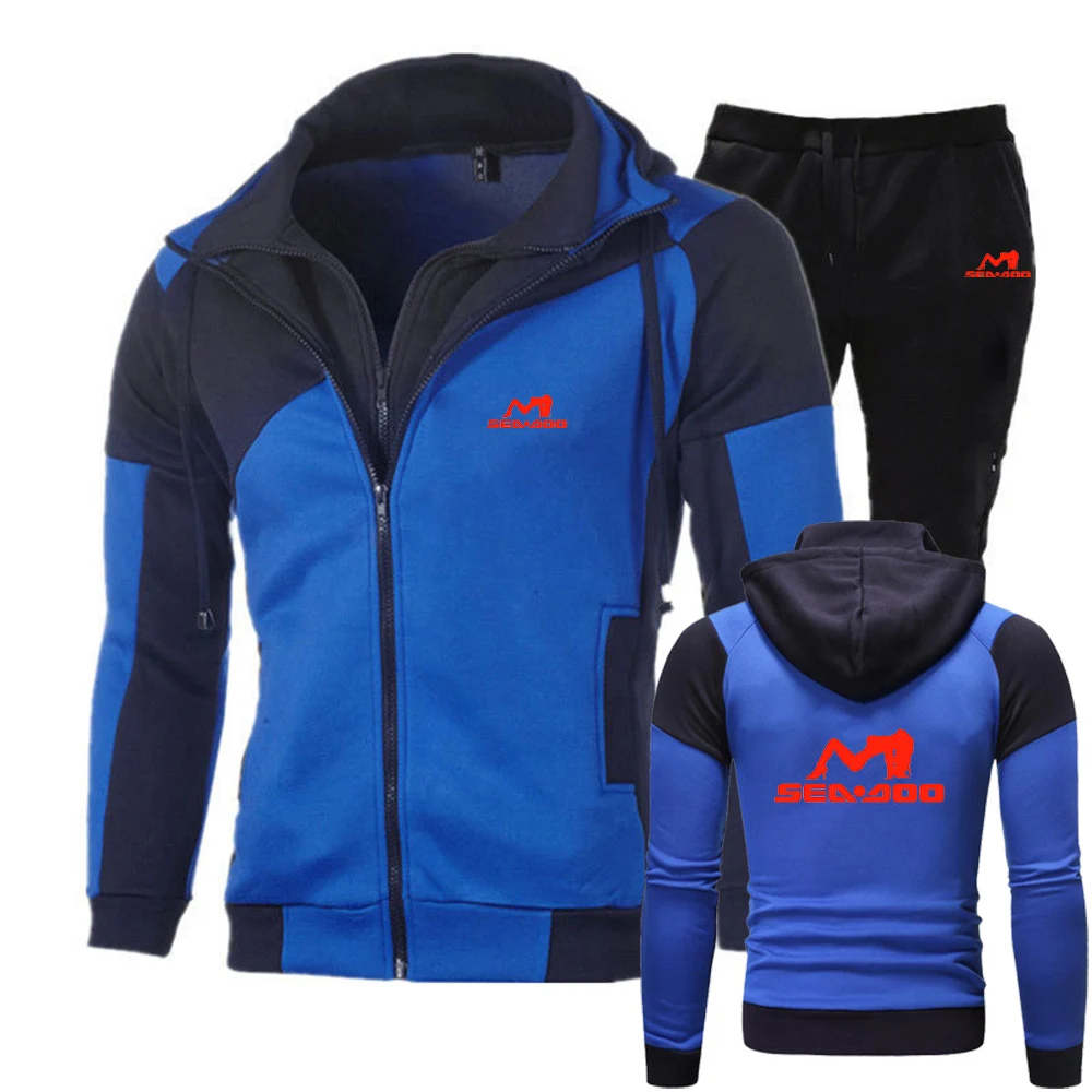 2025 Sea Doo Seadoo Moto Logo Print Comfortable Spring And Autumn Slim Man's Patchwork Cotton-padded Hoodies Pants Suits