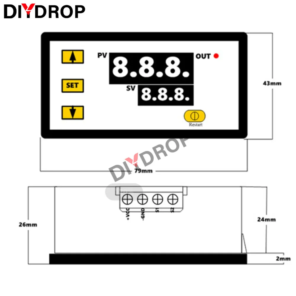 W3230 Mini Digital Temperature Controller 12V 24V 220V Thermostat Regulator Heating Cooling Control Thermoregulator With Sensor