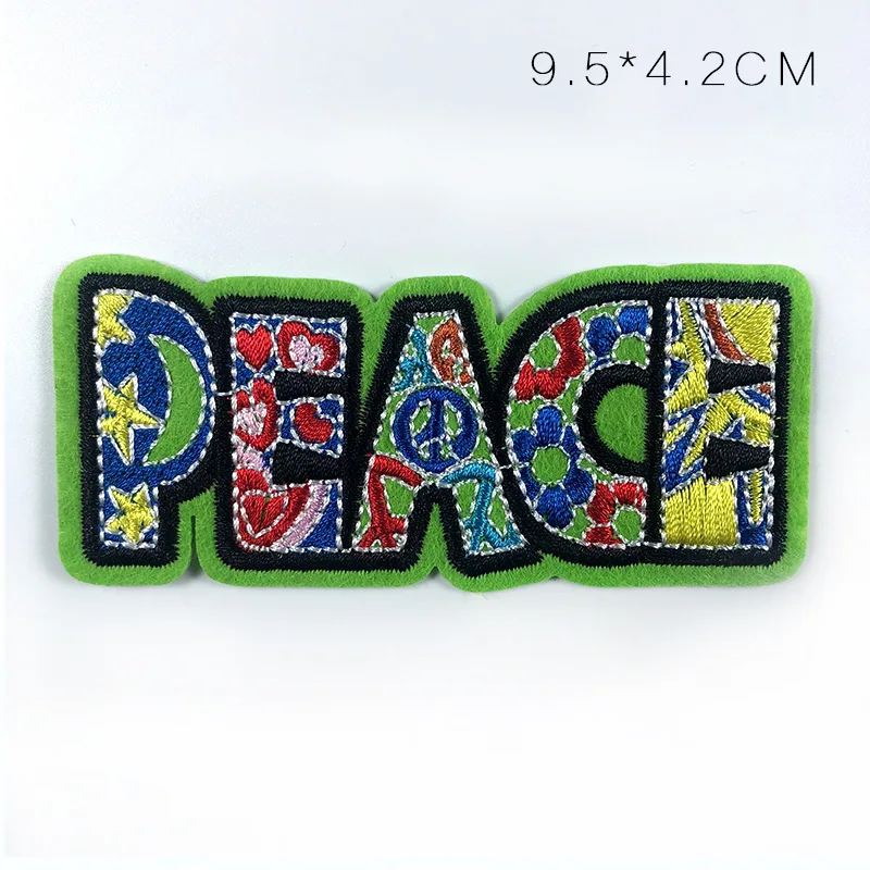 Fine Peace Letter Embroidery Patches Round Colorful Gay Pride Appliques for clothing Iron On Love Car Badges 3D Diy Coats Decor