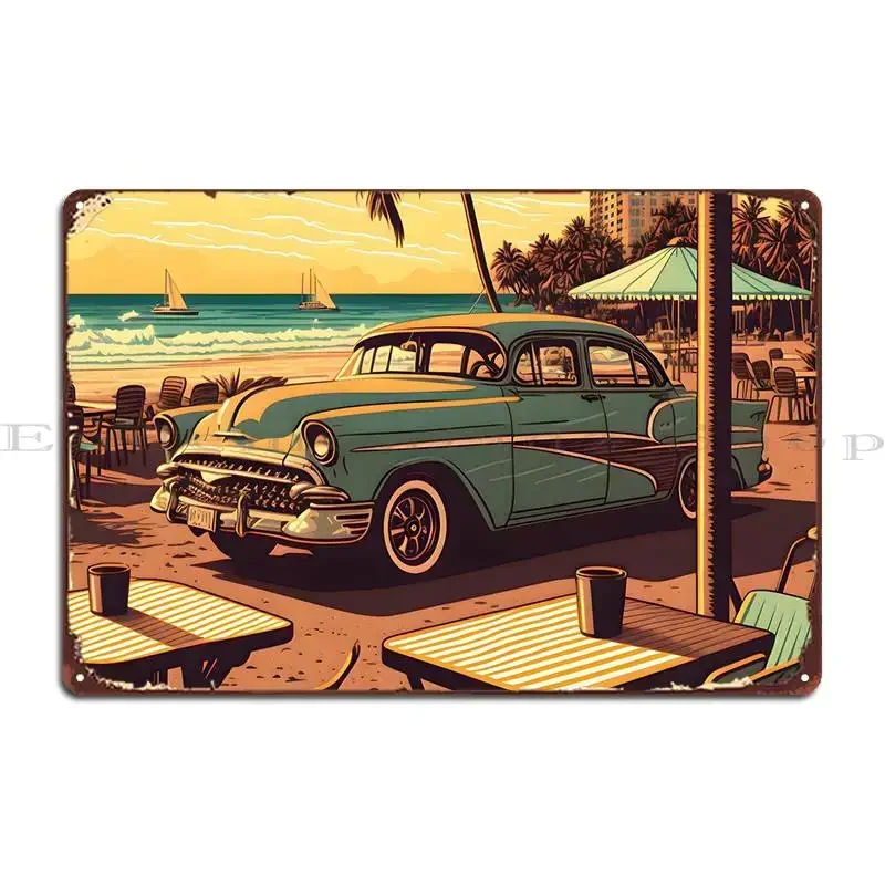 Letrero Metálico Vintage Havanna Beach, Póster Impreso, Mural Decorativo para Pared, Letrero de Hojalata