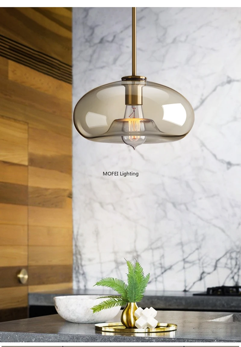 Art Industrial Retro E27 Glass Pendant Light Nordic Loft Chandelier Kitchen Restaurant Minimalist Hanging Lamp Suspension LED