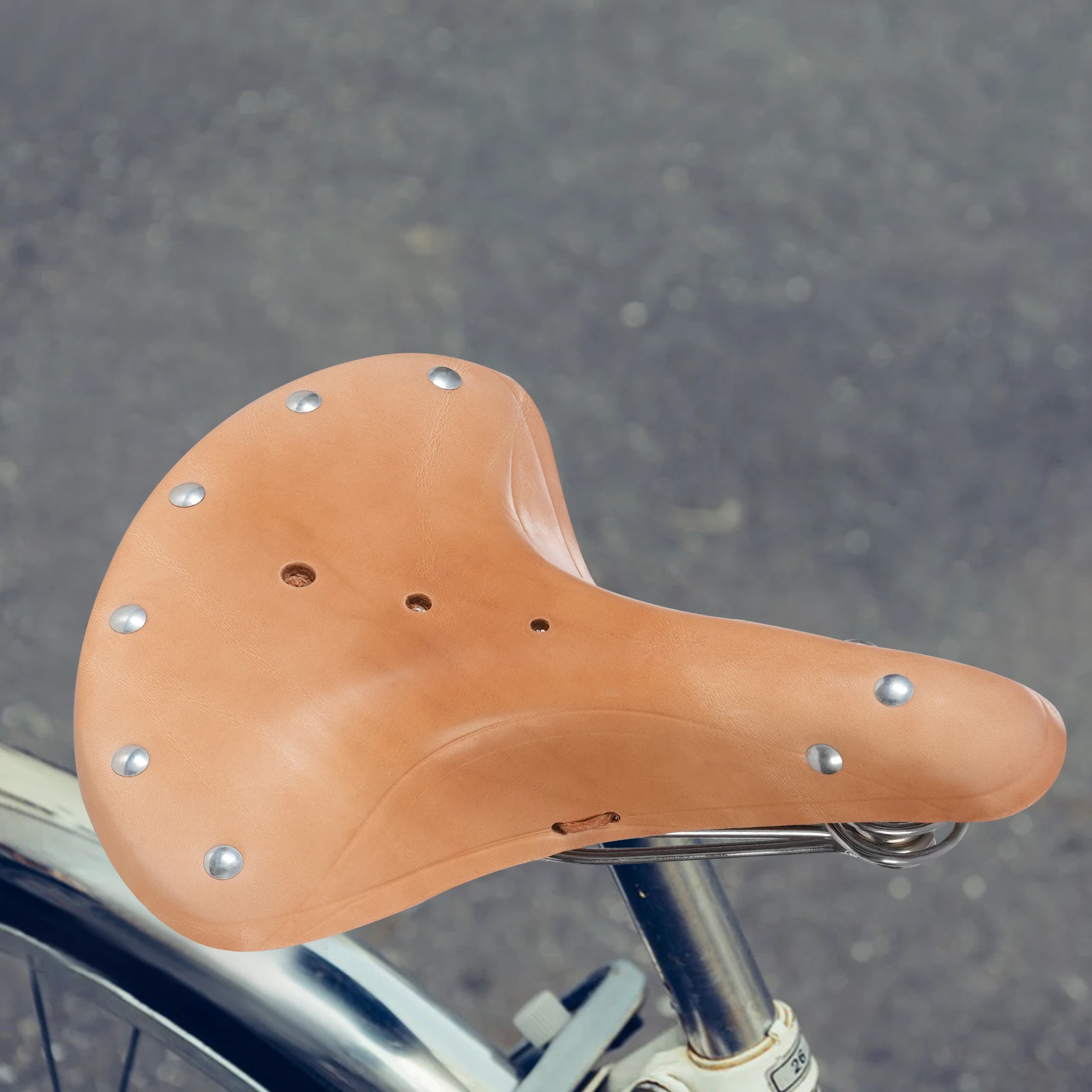 150kg Vintage Bike Saddle Brown Retro Saddle with Three Breathable Holes Triple Springs Saddle for Vintage Bikes