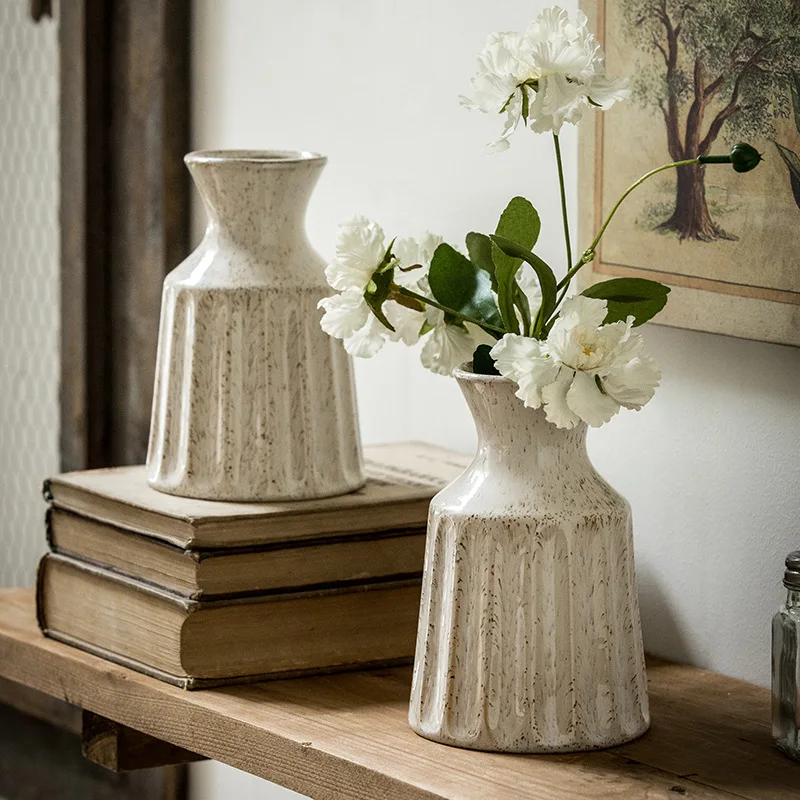 Vintage Keramikvasen im amerikanischen Stil für Wohnzimmer und Schlafzimmer, Blumenarrangements, Trockenblumendekorationen