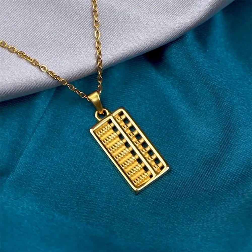 Unisex Abacus Necklace Creative Chain Gold Color Scientific Calculator Necklace Accountant Jewelry Gift Teacher