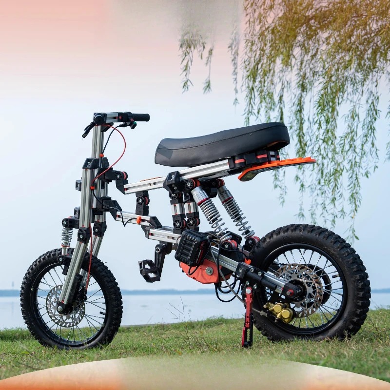 Parent-child interactive motorcycle assembly puzzle outdoor birthday gift electric building block toy