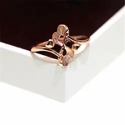 Classic 585 Purple Gold Plated 14K Rose Gold Double Heart Rings for Women Adjustable Elegant Wedding Jewelry for Girlfriend