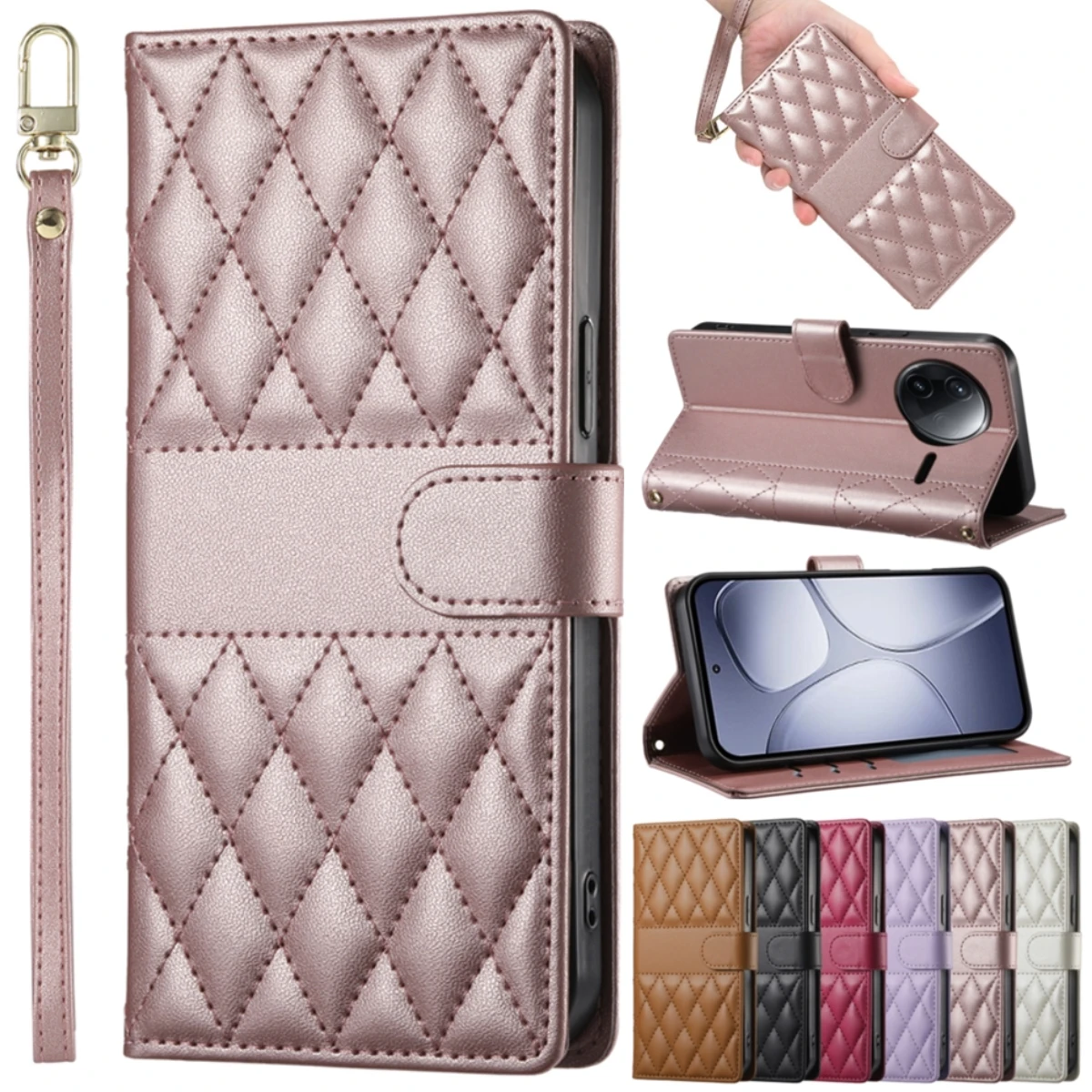 Lange Lanyard Crossbody Leder Brieftasche Karte Telefon Fall für XiaoMi 15 Ultra 14 14T Pro Mi POCO F7 Ultra X6 X5 F6 Pro C75 C65 Abdeckung