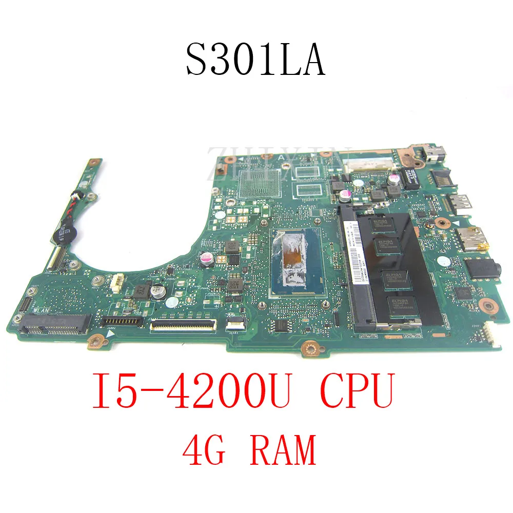 

For Asus S301L S301LA Q301LA S301LP Laptop Motherboard I5-4200 CPU 4GB RAM 90NB02Y0-R00100 S301LA Mainboard 100% Test