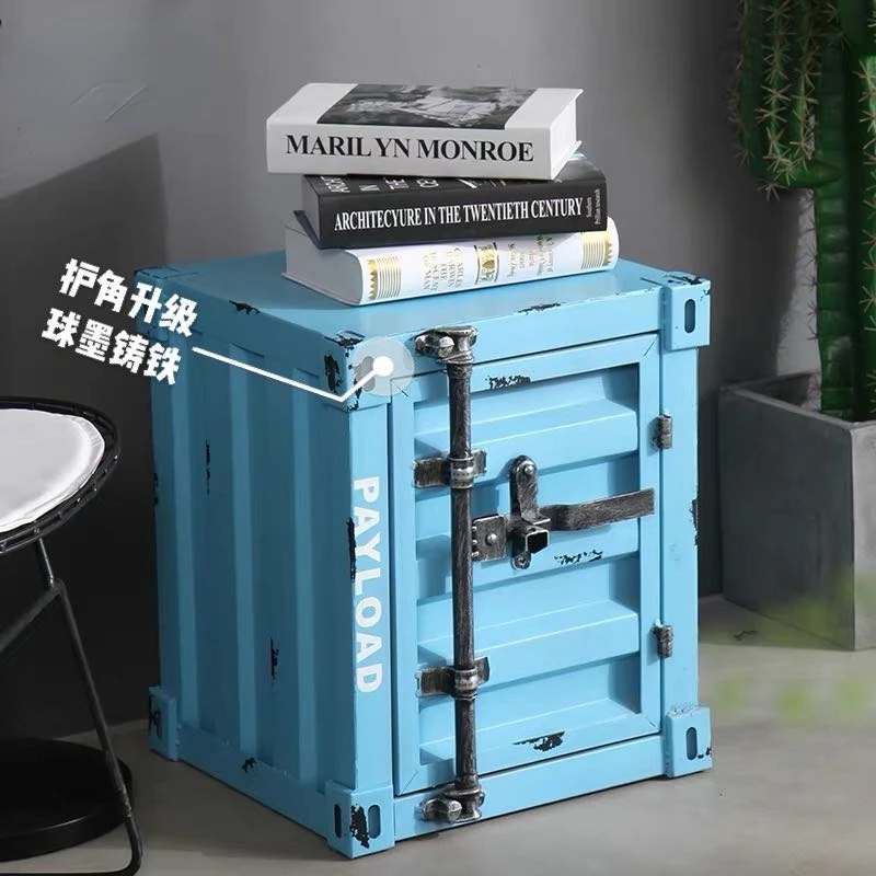 Industrial style container cabinet personality multi-functional storage iron bedside table side several bedrooms living room