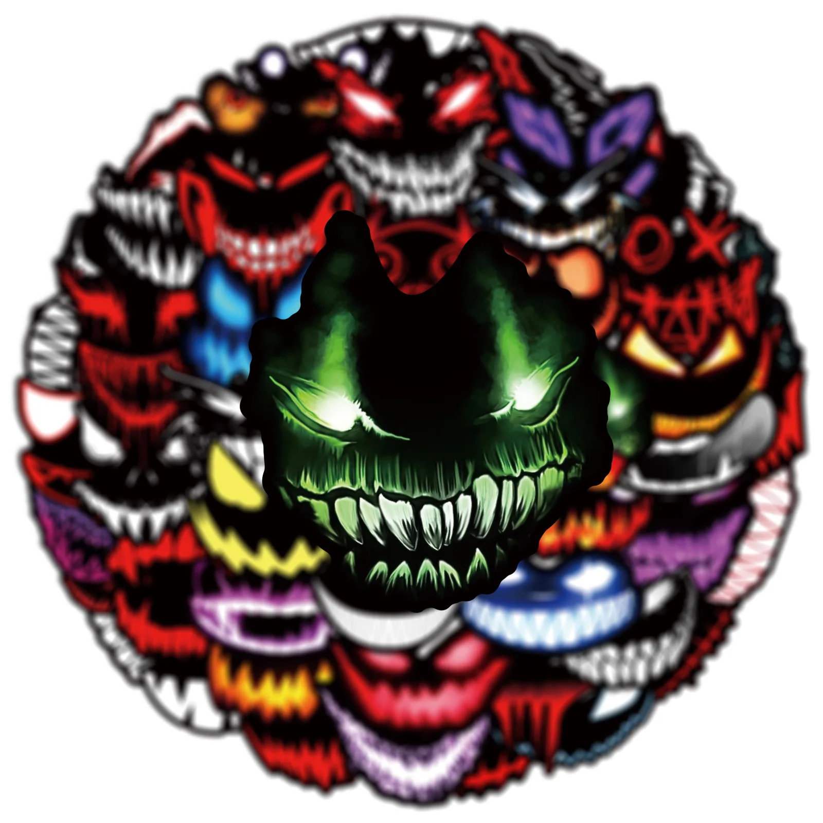 52개의 호러 표정 그래피티 스티커 창의적이고 재미있는 얼굴 데칼 노트북 전화 컵 스케이트보드 오토바이 DIY 장식용