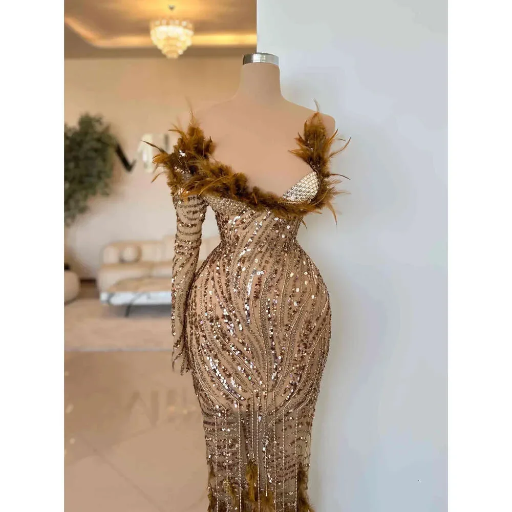 Винтажные платья для выпускного вечера на одно плечо, сексуальное вечернее платье с блестками и перьями, иллюзия длиной до пола, вечернее платье по индивидуальному заказу