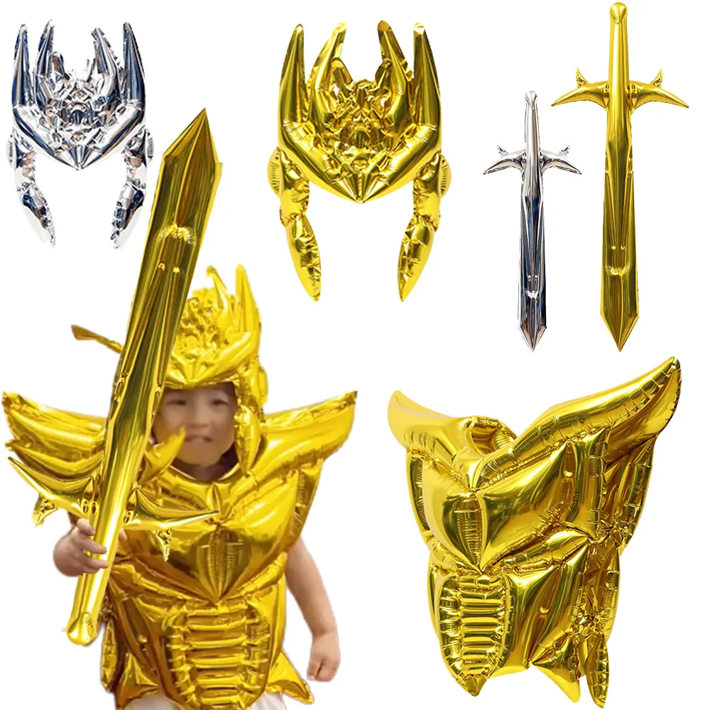 Childrens Clothing Balloon Swords Helmets and Armor Quipment Childrens Knight Clothing Kids Cosplay Costumes Party Decorations