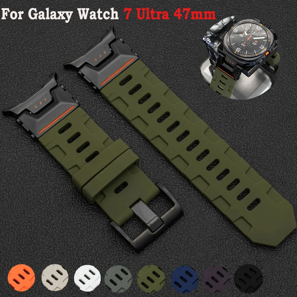 

Мягкий силиконовый ремешок для Samsung Galaxy Watch Ultra 2025Роскошный мужской спортивный ремешок для Galaxy Watch Ultra без зазоров Браслет с изогнутым концом