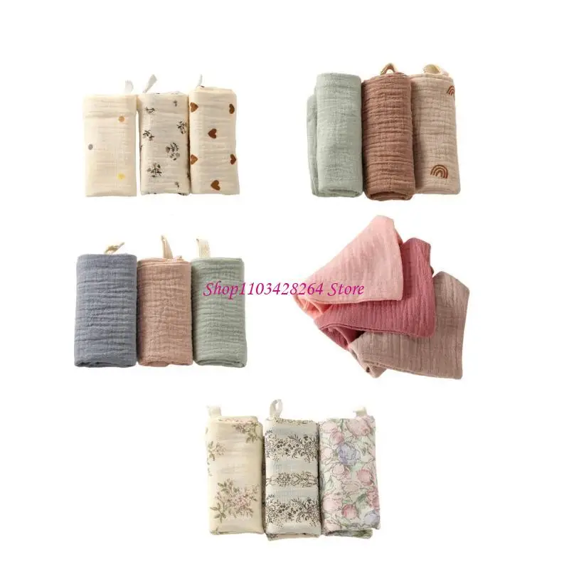 3 قطع منشفة مربعة للأطفال ناعمة ومسامية من 4 طبقات من قماش التجشؤ منديل صغير