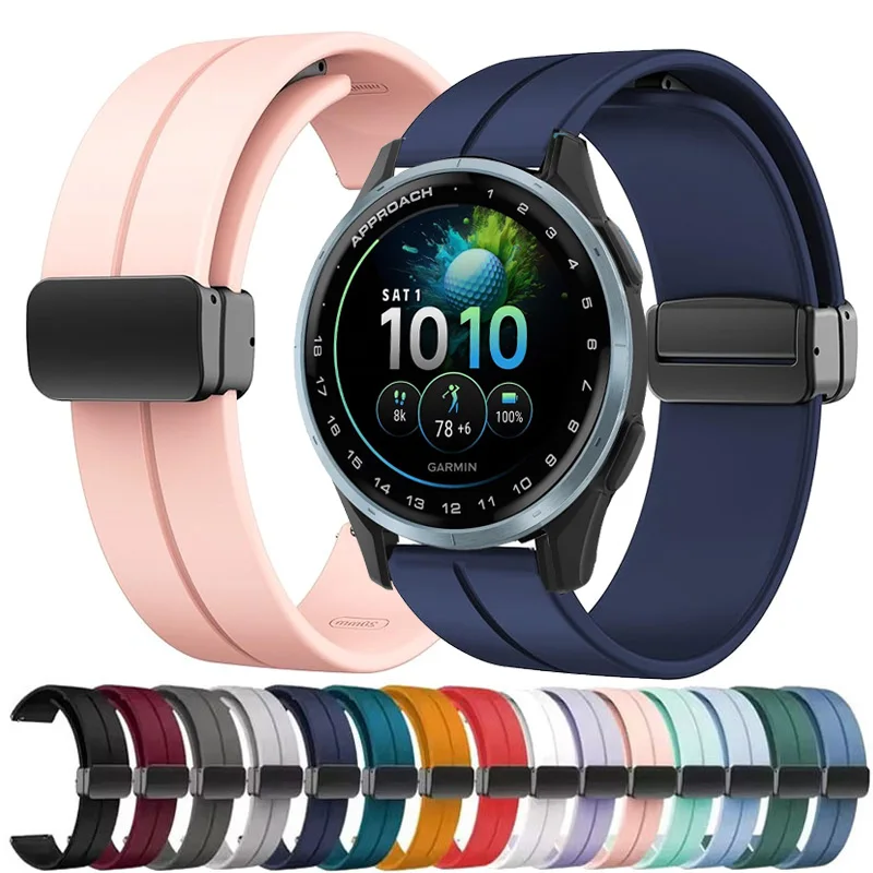 20mm 22mm Magnetverschluss Silikonarmband für Garmin Approach J1 Sportband für Garmin Forerunner 55 158 165 255 245 265 645 970
