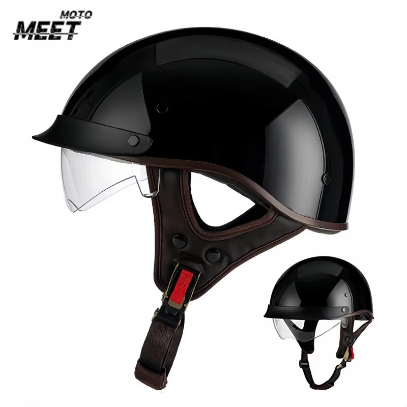 ABS New Light Half-face Motorcycle Helmet Classic Retro Men and Women Motorcycle Cruise Pedal Half Helmet Breathable Lining