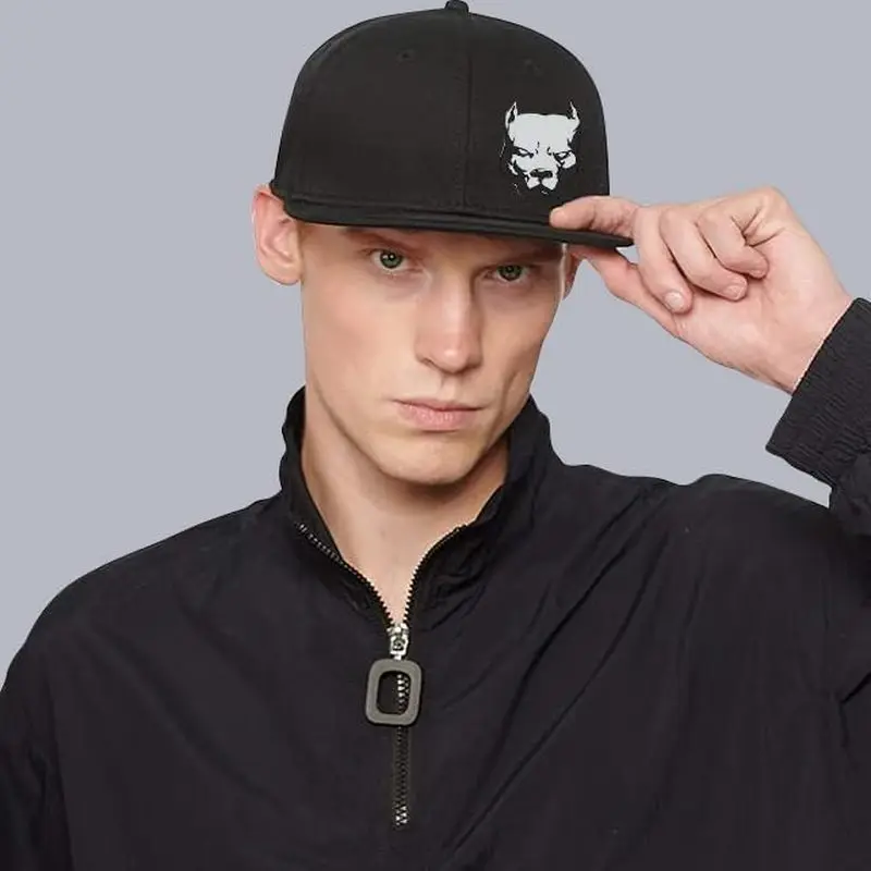 Flat Bill Hats For Men Snapback Snap Backpack Hat For Boy Wide Brim Pitbull Lids Black Trucker Dad Baseball Cap Rock Roll