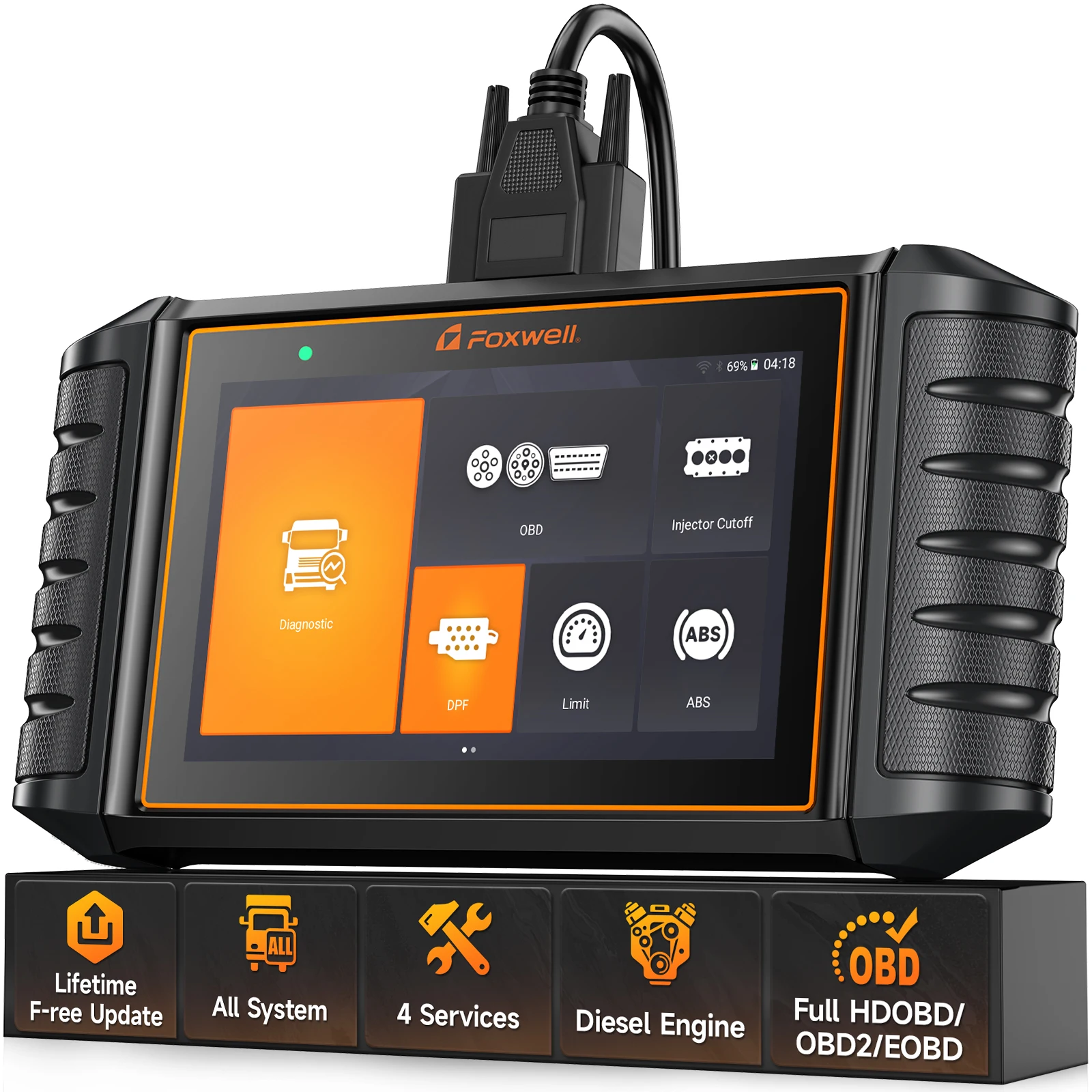 FOXWELL HD500 Heavy Duty Truck Scanner with DPF Regen/Injector Cutoff/Limit Setting Full System Diesel Diagnostic Scan Tool