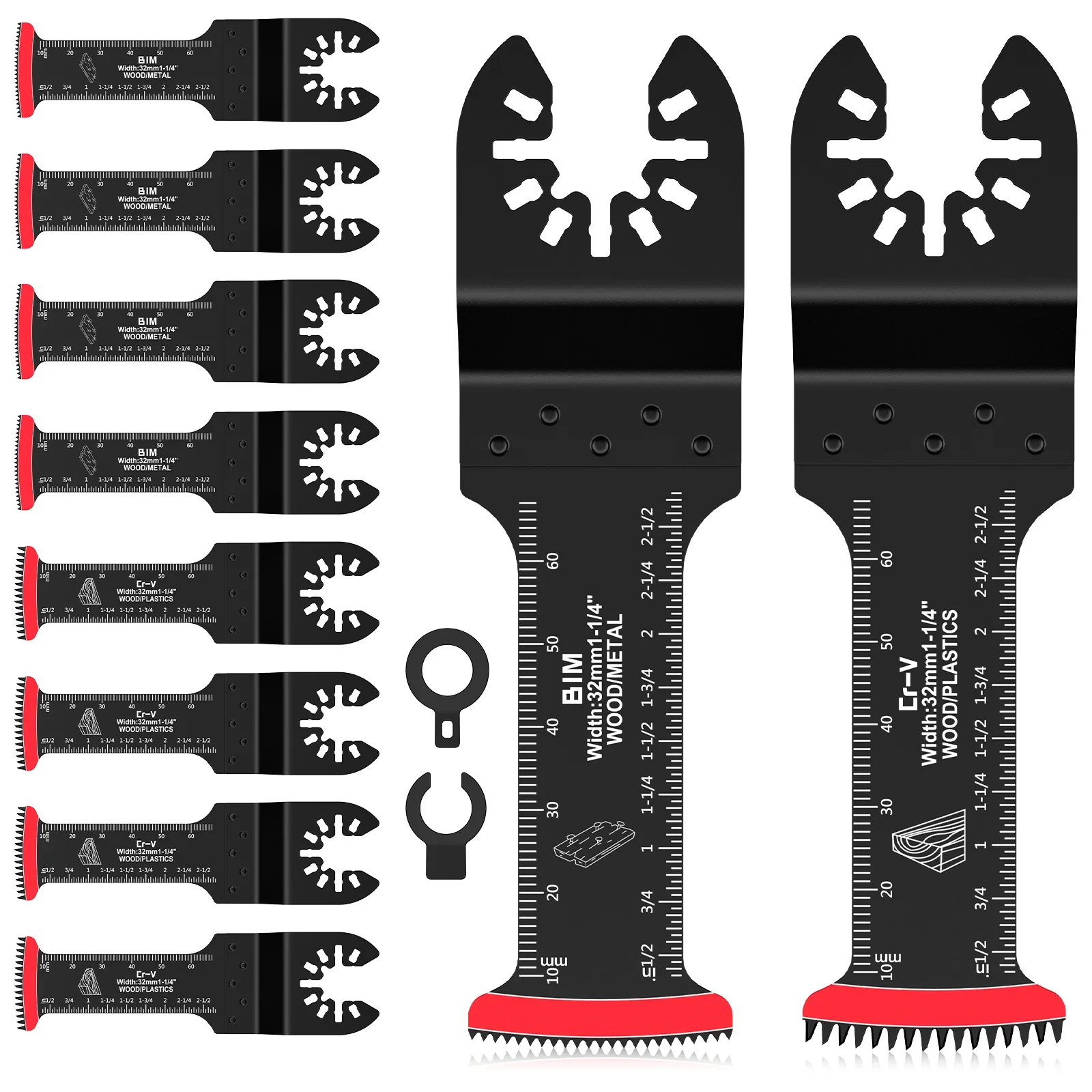 

10Pcs Oscillating Saw Blades Set Compatible Quick Release Tool Kits Efficient Versatile Multi Tool Blades Kits for Wood Cutting