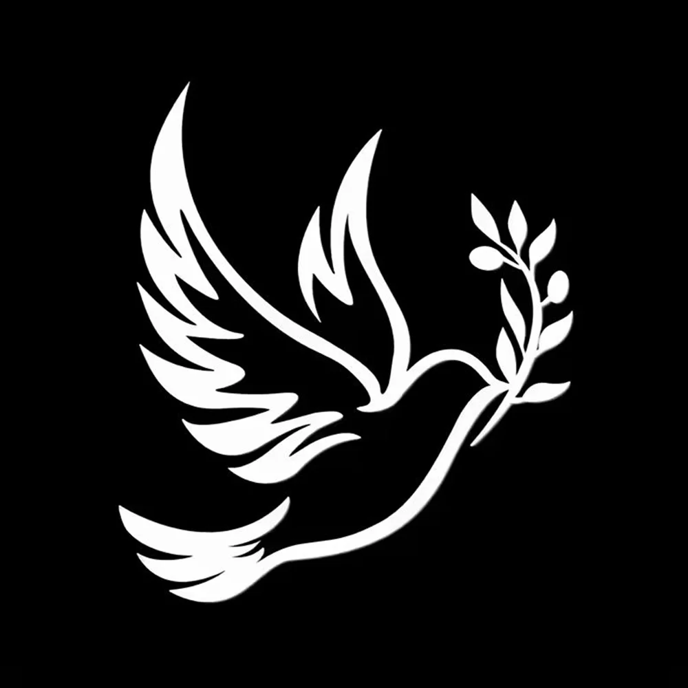 Peace Dove with Olive Branch Car Sticker Vinyl Decal, Window Bumper Decor, Bird Silhouette Car Accessories for Truck SUV Van